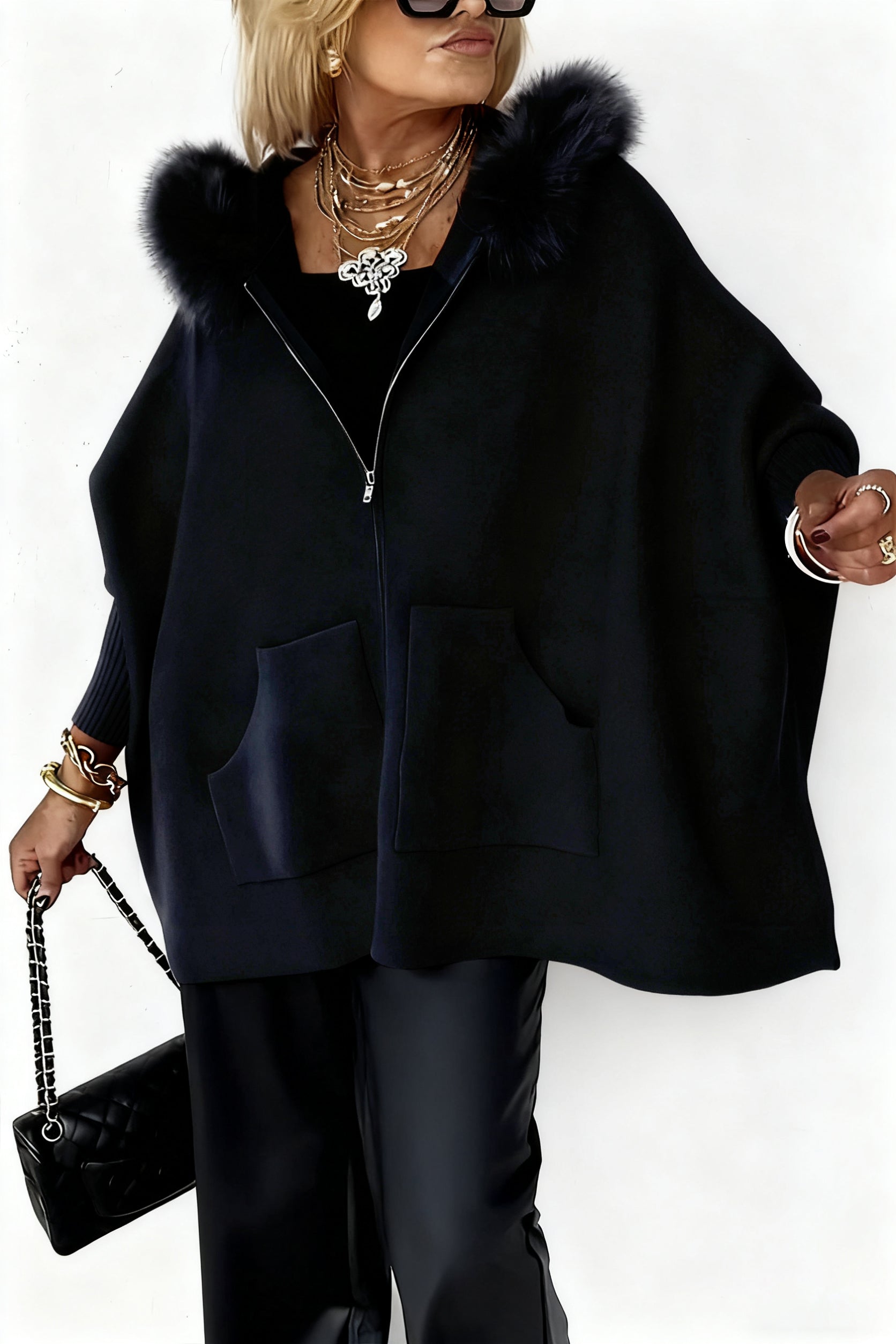 Kalina™ | Kurtka z Kołnierzem ze Sztucznego Futerka