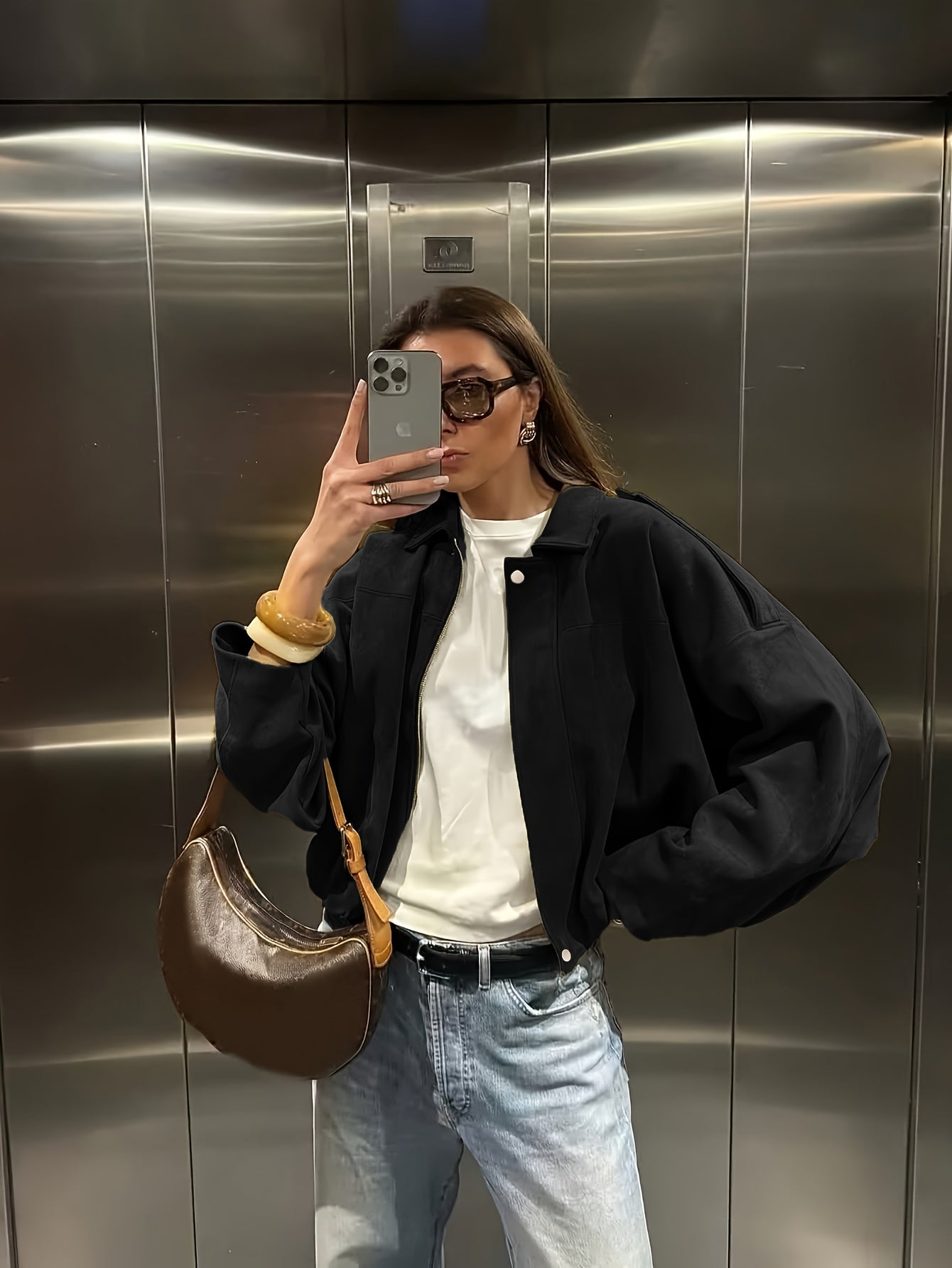 Ariel | Miękka Retro Kurtka Z Sztucznego Zamszu