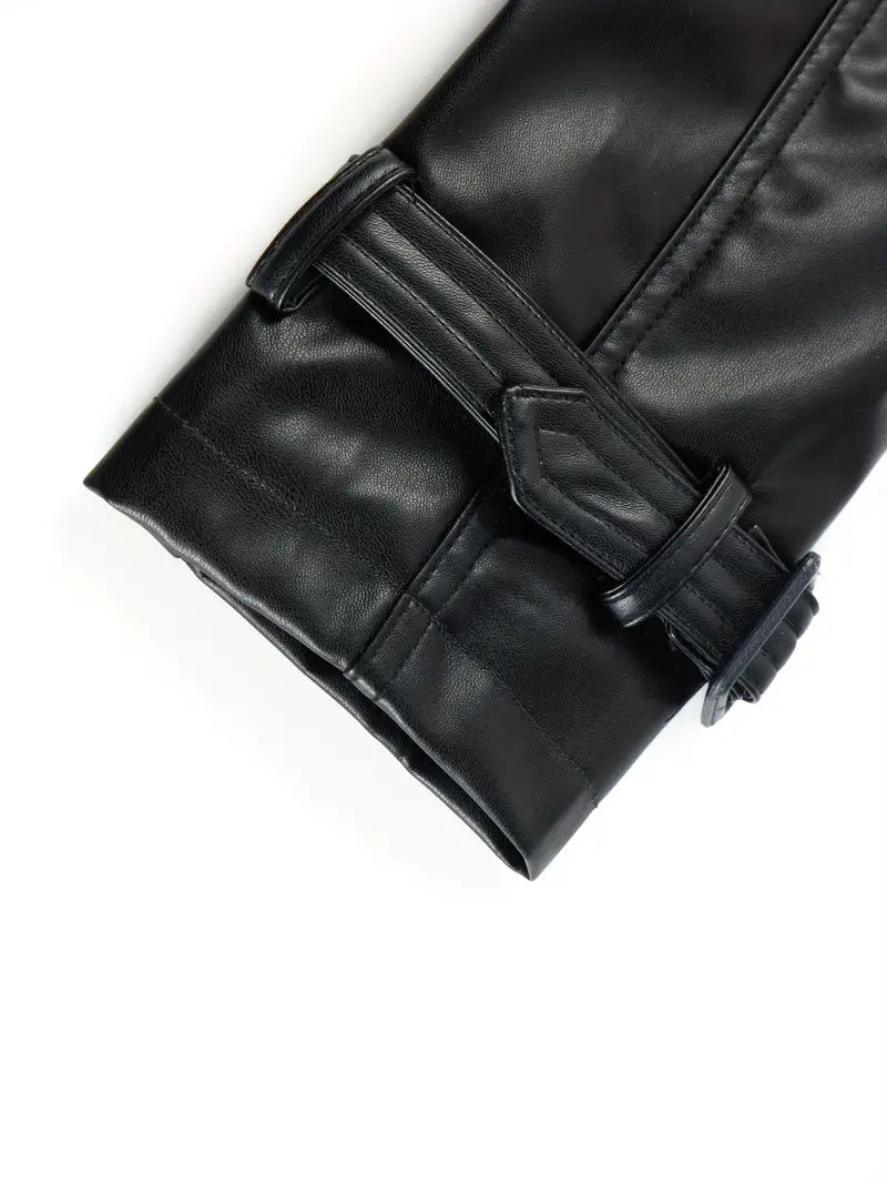 Bielawska™ | Stylowy długi czarny płaszcz damski