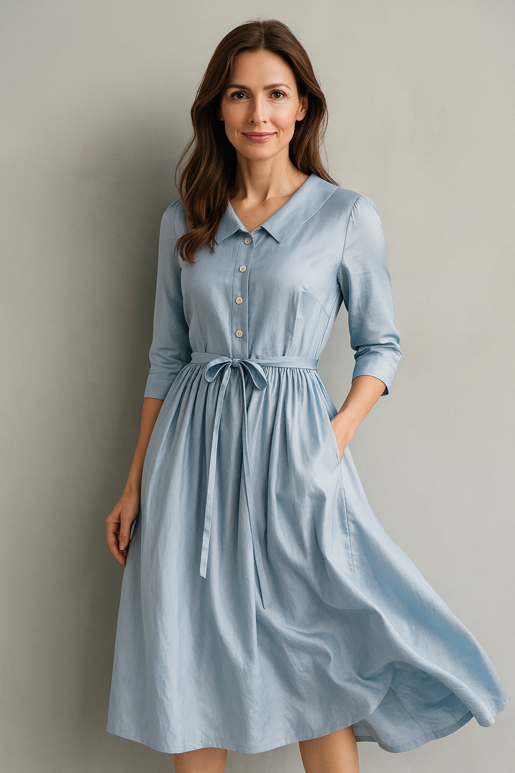 Witkaé™ | Elegancka Sukienka z Krótkim Rękawem i Sznurowanym Pasem