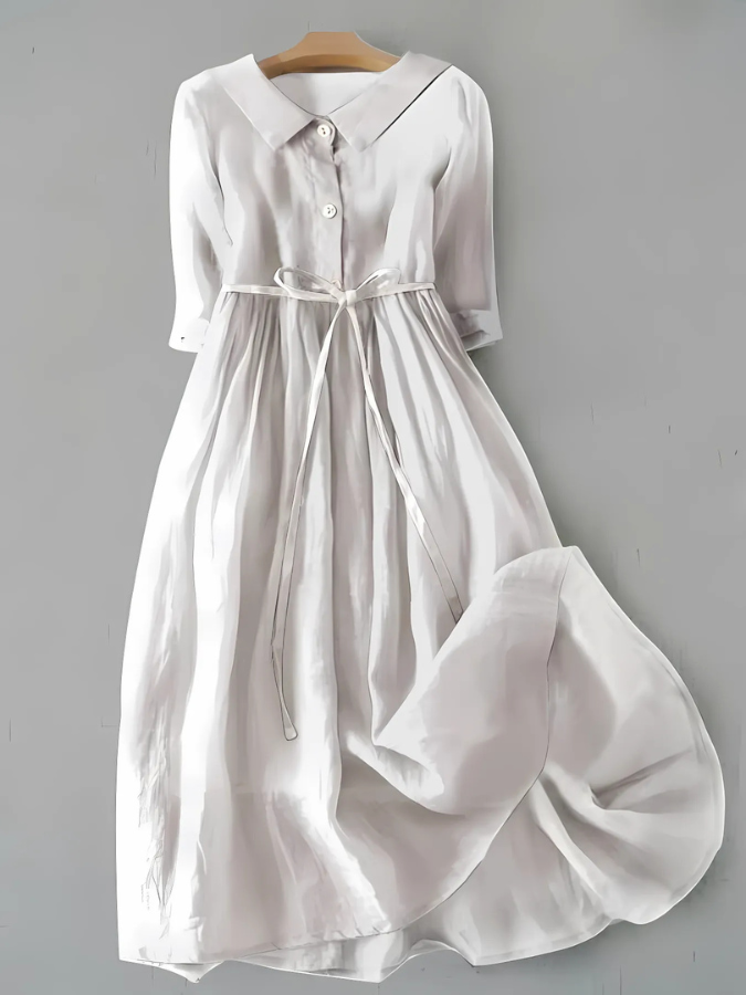 Witkaé™ | Elegancka Sukienka z Krótkim Rękawem i Sznurowanym Pasem