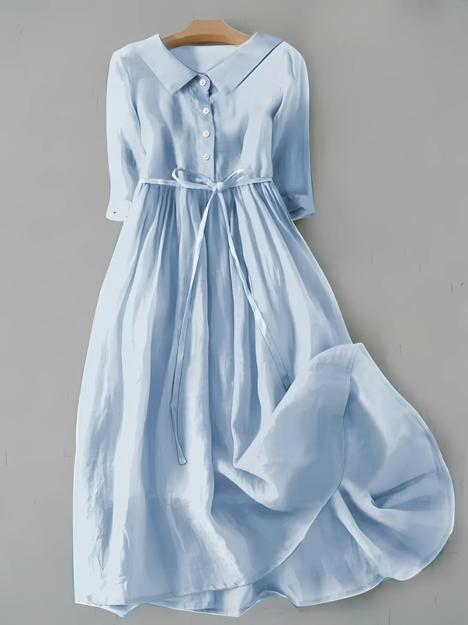 Witkaé™ | Elegancka Sukienka z Krótkim Rękawem i Sznurowanym Pasem