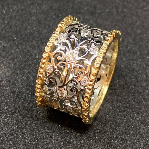 Mika - Vintage Efeu Pierścień z Cyrkoniami